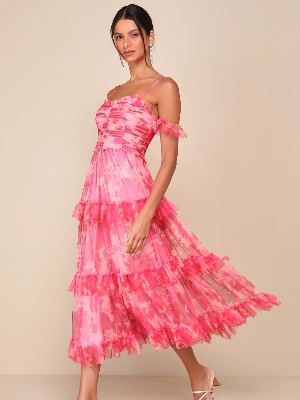 Lulu's Pink Ruffled Tiered Maxi Dress